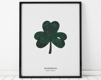 Dundrum Shamrock Map Print | Map of Dundrum Ireland | Digital Download