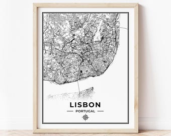 Lisbon Map Print | Map of Lisbon Portugal | Digital Download