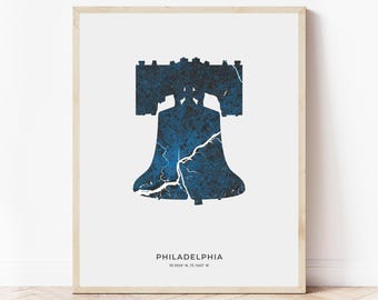 Philadelphia Liberty Bell Map Print | Map of Philadelphia Pennsylvania | Digital Download
