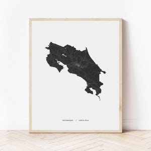 Impression de carte du Costa Rica | Carte du Costa Rica | Téléchargement numérique