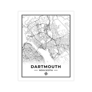 Dartmouth Map Print Map of Dartmouth Nova Scotia Black & White Digital Download image 3