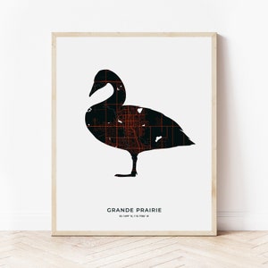 Grande Prairie Trompeter Schwan Print | Karte von Grande Prairie Alberta | Digitaler Download