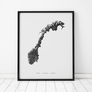 Kaart afdrukken Noorwegen | Kaart van Noorwegen | Digitale download