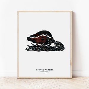 Prince Albert Beaver Print | Map of Prince Albert Saskatchewan | Digital Download