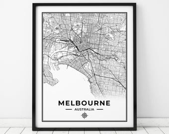 Melbourne Map Print | Map of Melbourne Australia | Digital Download