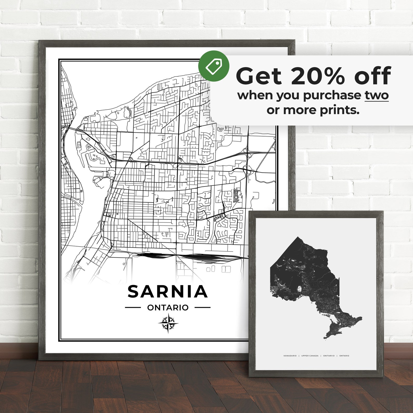 Sarnia Map Print Black & White Etsy