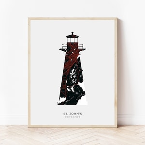 St. John's Cape Spear Leuchtturm Druck | Landkarte St. John's Neufundländer und Labrador | Digitaler Download