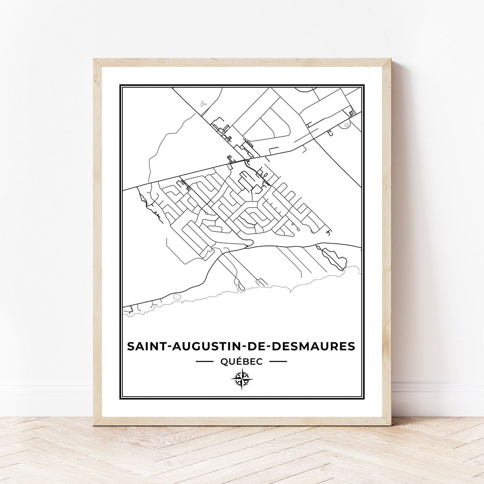 SaintAugustindeDesmaures Map Print Black & White Etsy