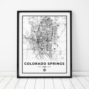 Impression de carte de Colorado Springs | Carte de Colorado Springs, Colorado | Téléchargement numérique