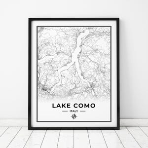 Kaart afdrukken Comomeer | Kaart van Comomeer, Italië | Digitale download