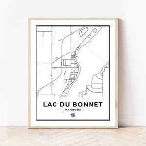 Lac Du Bonnet Map Print | Map of Lac Du Bonnet Manitoba | Black & White | Digital Download