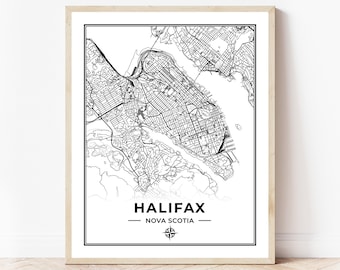 Halifax Map Print | Map of Halifax Nova Scotia | Black & White | Digital Download