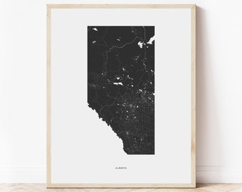 Alberta erfgoed kaart afdrukken | Kaart van Alberta | Digitaal downloaden