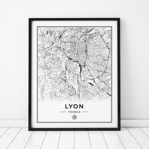 Lyon Map Print | Map of Lyon France | Digital Download