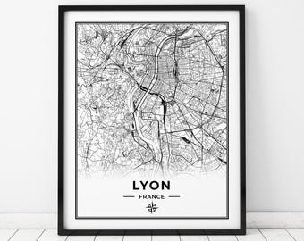Lyon Map Print | Map of Lyon France | Digital Download