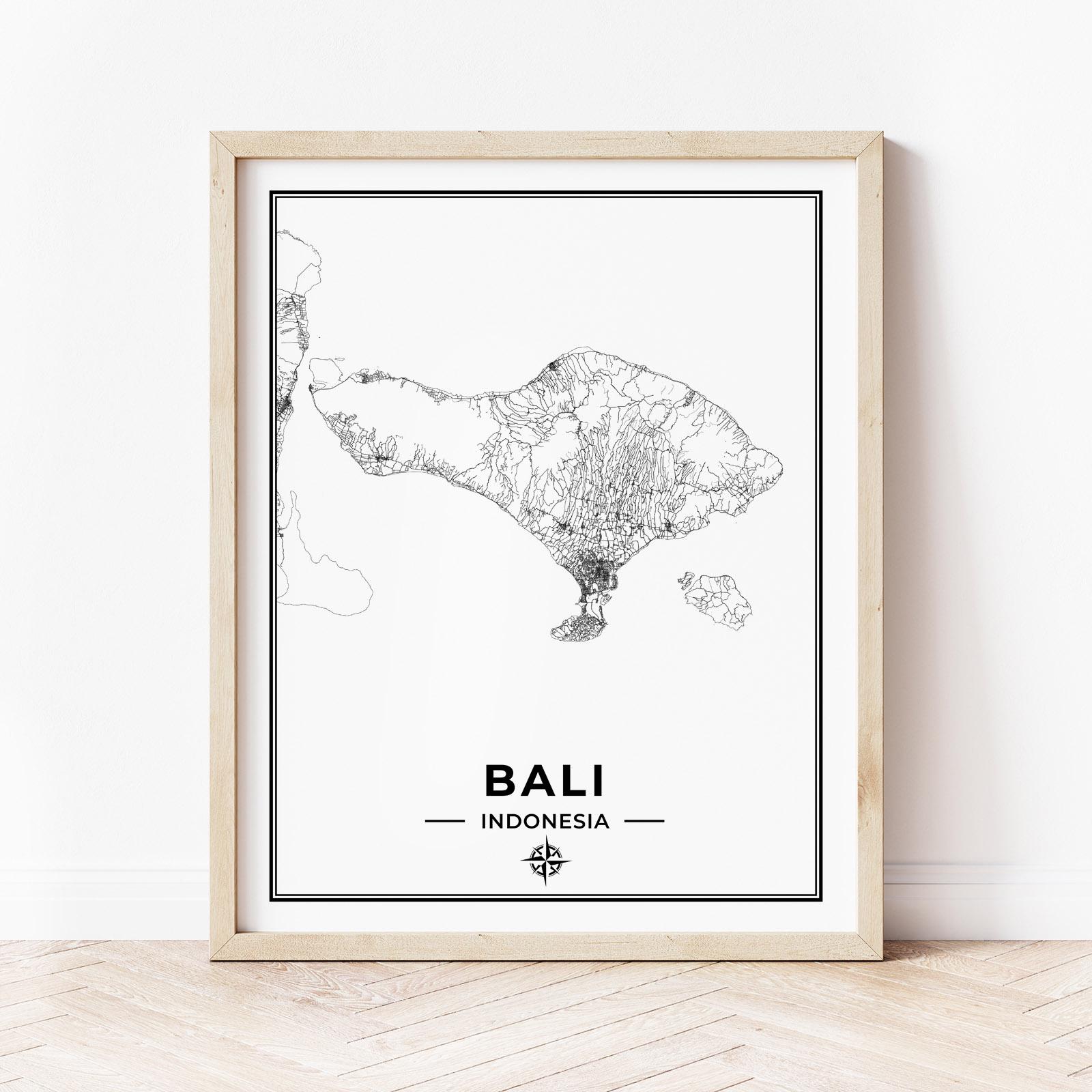 Bali Map Print | Map of Bali | Digital Download