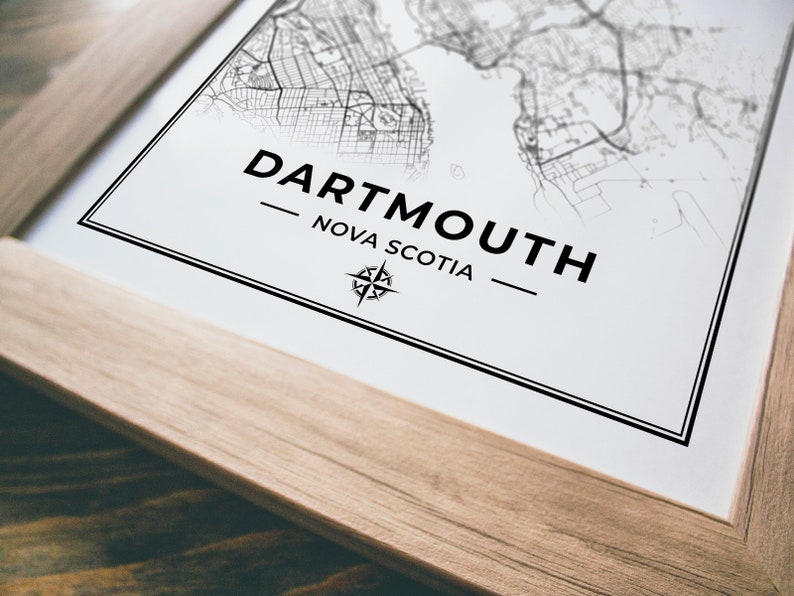 Dartmouth Map Print Map of Dartmouth Nova Scotia Black & White Digital Download image 2
