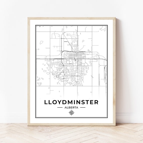 Map Of Lloydminster Alberta Lloydminster Map Print Map Of Lloydminster Alberta Black & | Etsy Australia