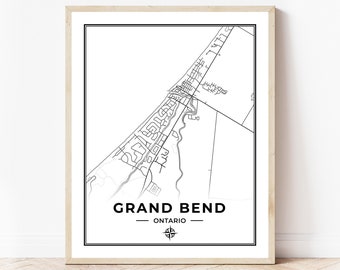 Grand Bend Map Print | Map of Grand Bend Ontario | Black & White | Digital Download