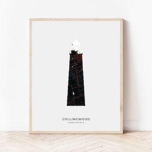 Collingwood Nottawasaga Lighthouse Print | Map of Collingwood Ontario | Digital Download