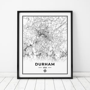 Durham Map Print | Map of Durham North Carolina | Digital Download
