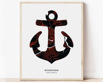 Riverview Anchor Print | Map of Riverview New Brunswick