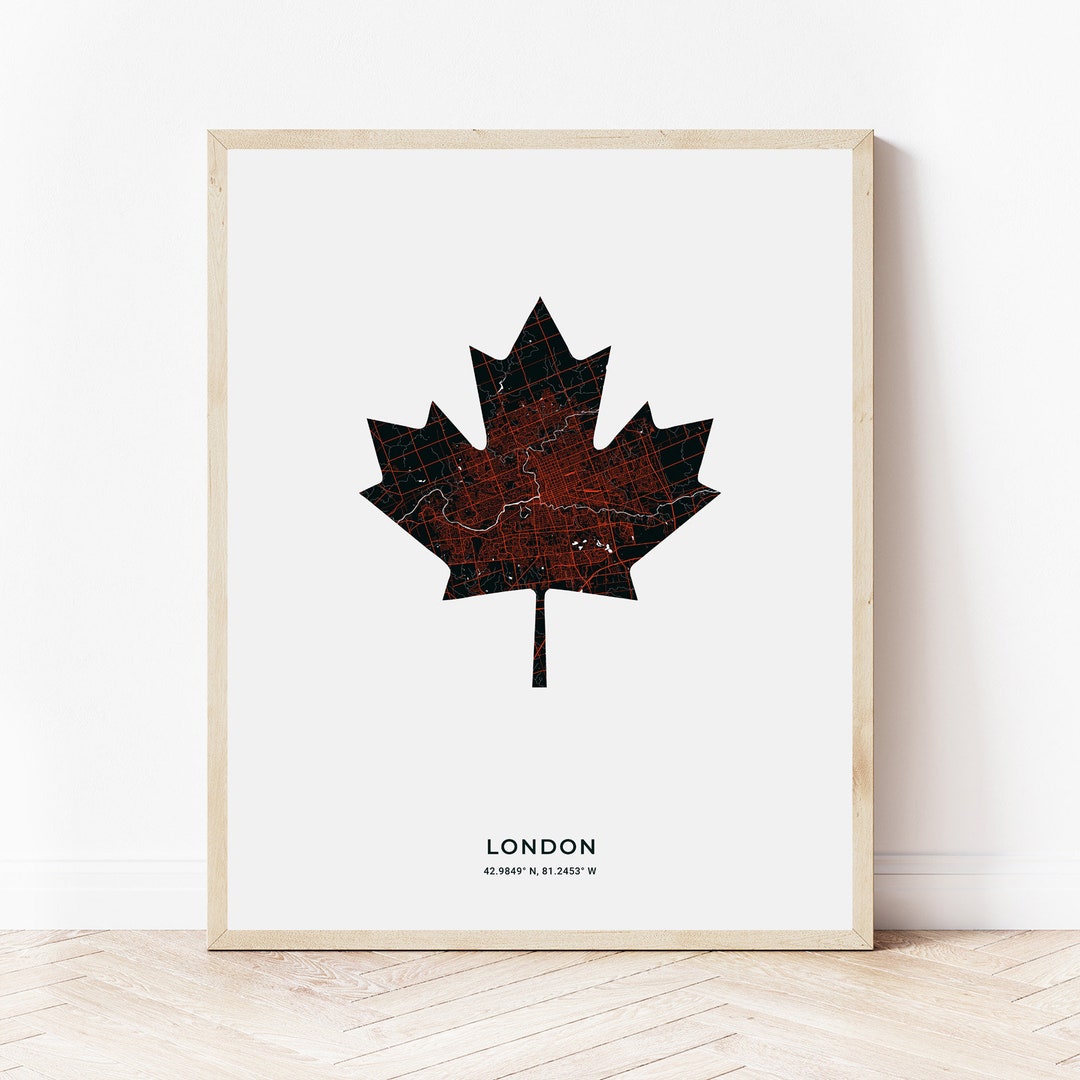 London Maple Leaf Print | Map of London Ontario | Digital Download - Etsy