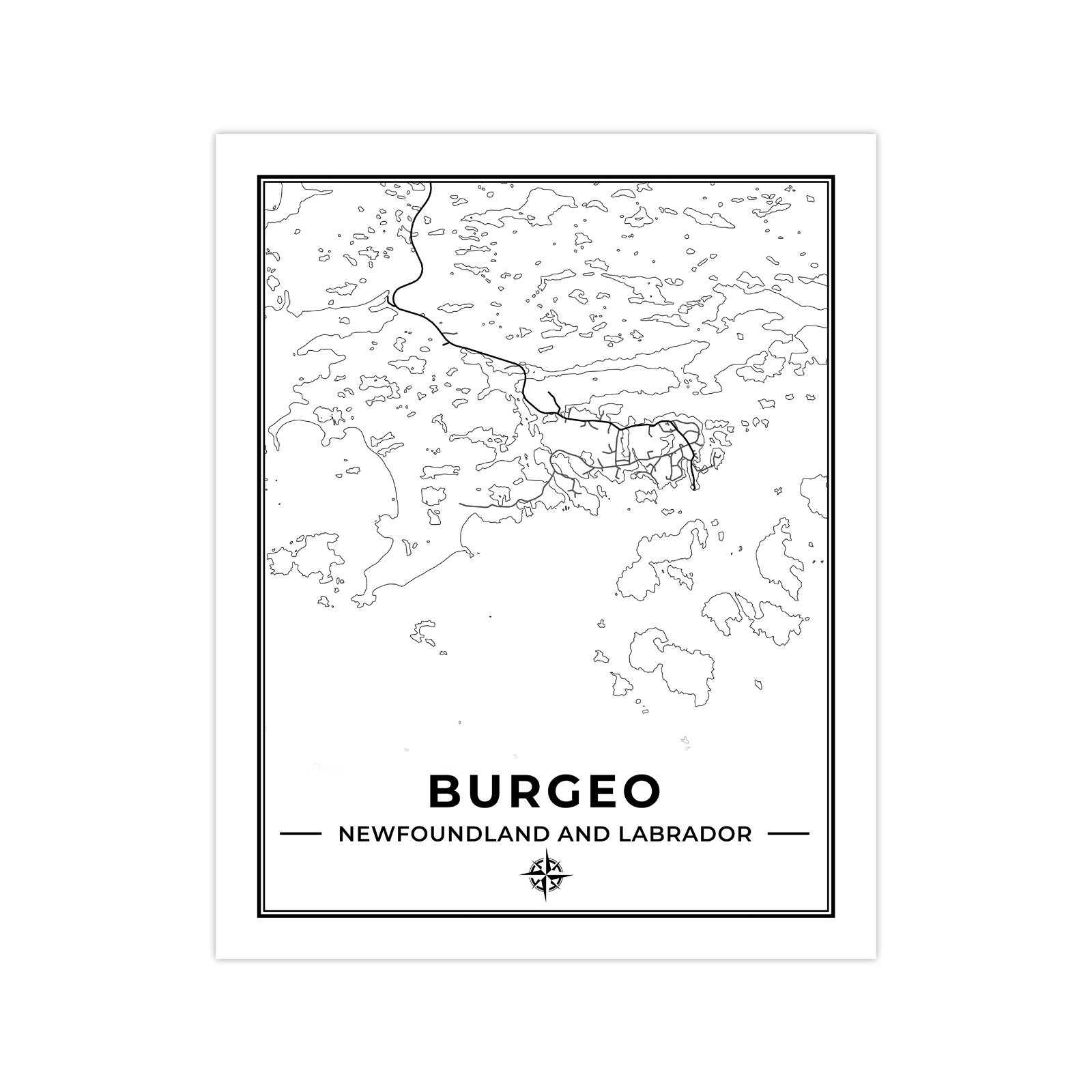 Burgeo Map Print Map of Burgeo Newfoundland Black & White Etsy