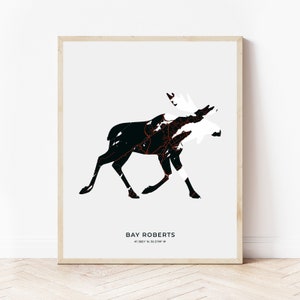 Bay Roberts Moose Print | Karte von Bay Roberts Neufundland | Digitaler Download