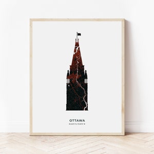 Ottawa-Parlament-Parlament-Gebäude ""Peace Tower"" Druck | Karte von Ottawa | Digitaler Download