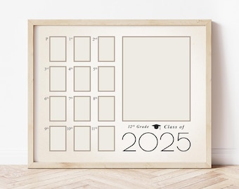 K-12 Graduation School Years Photo Template | School Picture Holder | Printable and Editable Collage Board | Digital Download