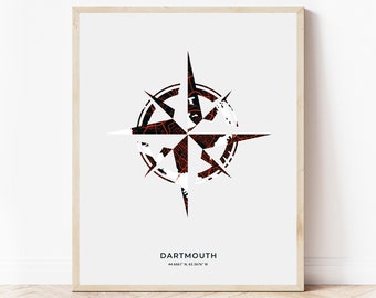 Dartmouth Compass Print | Map of Dartmouth Nova Scotia | Digital Download