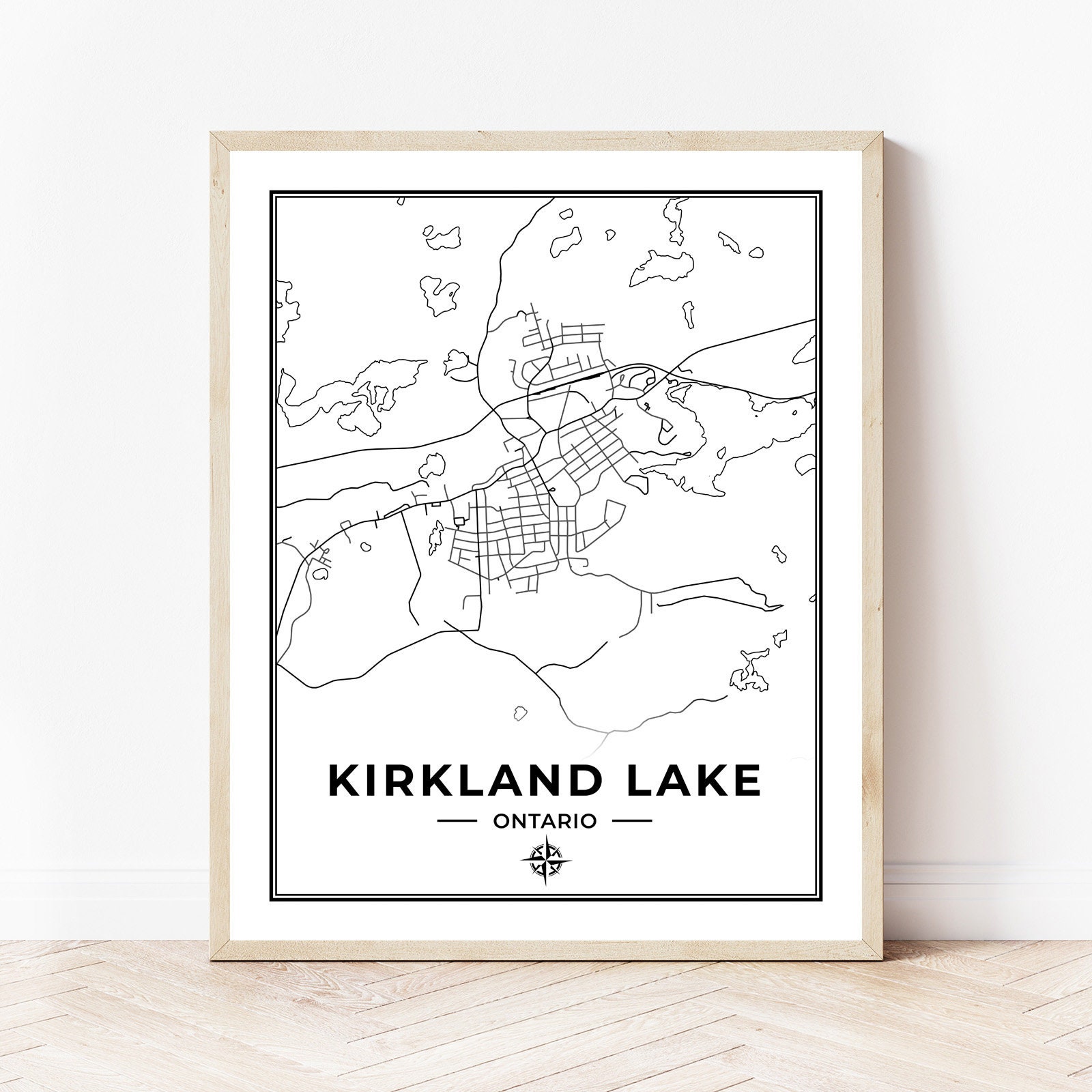 Kirkland Lake Map Print Map of Kirkland Lake Ontario Black Etsy Canada