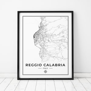 Reggio Calabria Map Print | Map of Reggio Calabria Italy | Digital Download