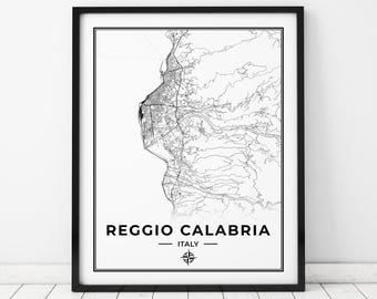 Impressão do mapa de Reggio Calabria de <br> Entrega Rápida? Mapa de Reggio Calábria Itália | Download Digital