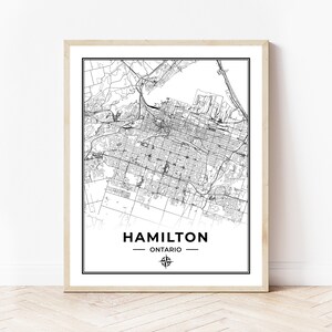 Hamilton Map Print | Map of Hamilton Ontario | Black & White | Digital Download