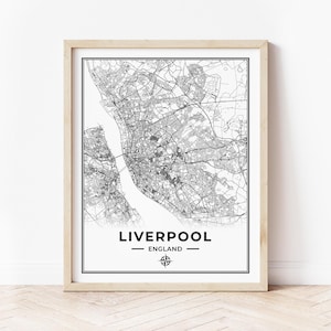 Liverpool Map Print | Map of Liverpool England | Digital Download