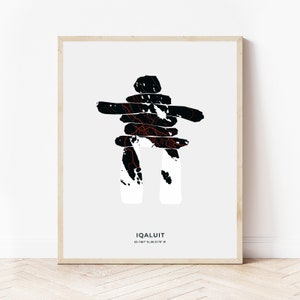 Iqaluit Inuksuk Print | Map of Iqaluit Nunavut | Digital Download