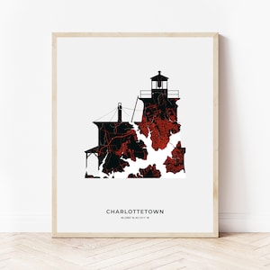 Charlottetown Blockhouse Point Leuchtturm Print | Karte von Charlottetown Prince Edward Island | Digitaler Download
