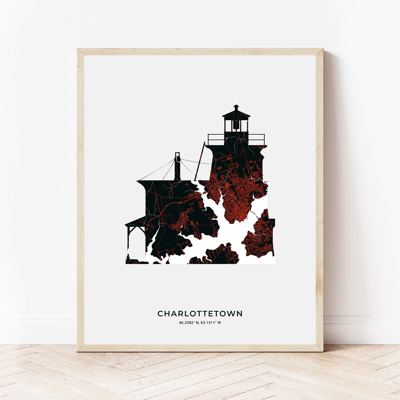 Charlottetown Blockhouse Point Leuchtturm Print | Karte von Charlottetown Prince Edward Island | Digitaler Download