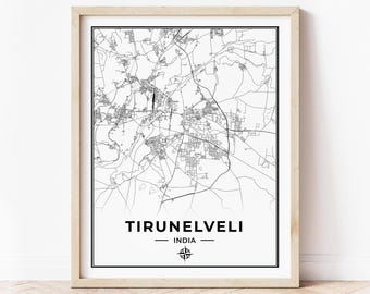 Tirunelveli Map Print | Map of Tirunelveli India | Digital Download