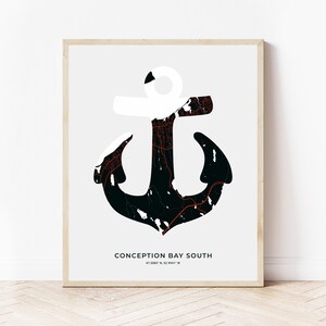 Conception Bay Südanker Druck | Karte von Conception Bay Süd-Neufundland | Digitaler Download