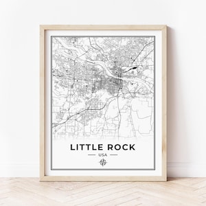 Impression de carte de Little Rock | Carte de Little Rock, Arkansas | Téléchargement numérique