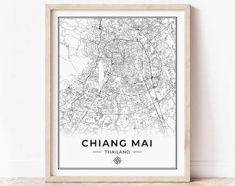 Chiang Mai Map Print | Map of Chiang Mai Thailand | Digital Download