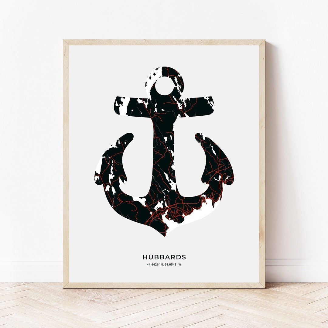 Hubbards Anchor Print Map of Hubbards Nova Scotia Digital Download Etsy