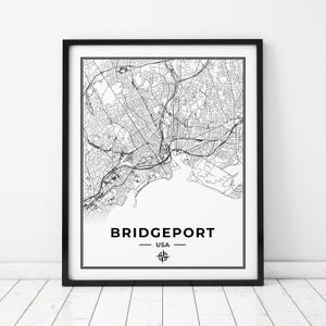 Bridgeport Map Print | Map of Bridgeport Connecticut | Digital Download