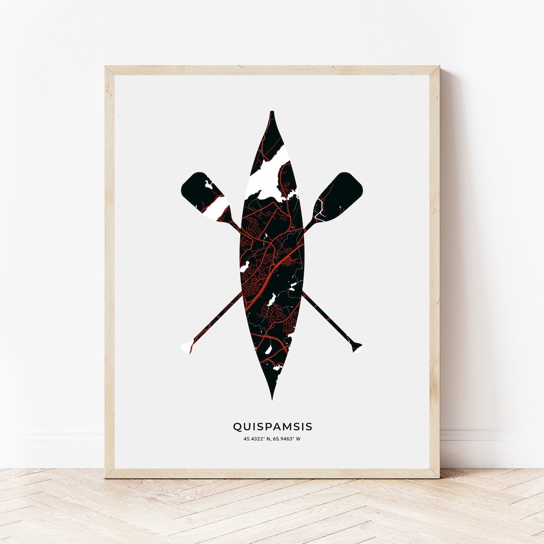 Quispamsis Canoe Print Map of Quispamsis New Brunswick Digital Download