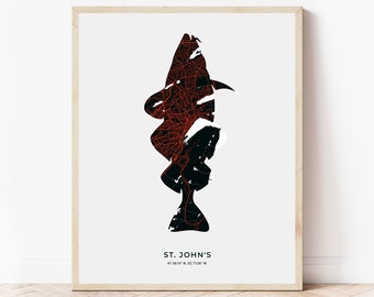 St. John's Codfish Print | Map of St. John's Newfoundland | Digital Download