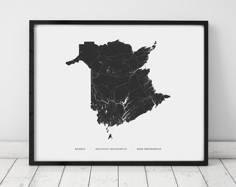 New Brunswick Heritage Map Print | Map of New Brunswick Canada | Digital Download