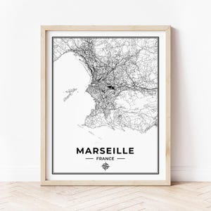 Marseille Karte Drucken | Karte von Marseille Frankreich | Digitaler Download